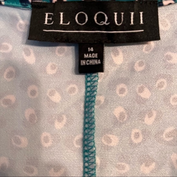 Eloquii Tie Front Teal Dot Dress Size 14 - Picture 10 of 12